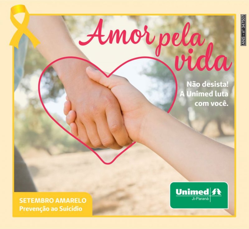 Sede da Unimed Ji-Paraná iluminada para apoiar a campanha Setembro Amarelo 
