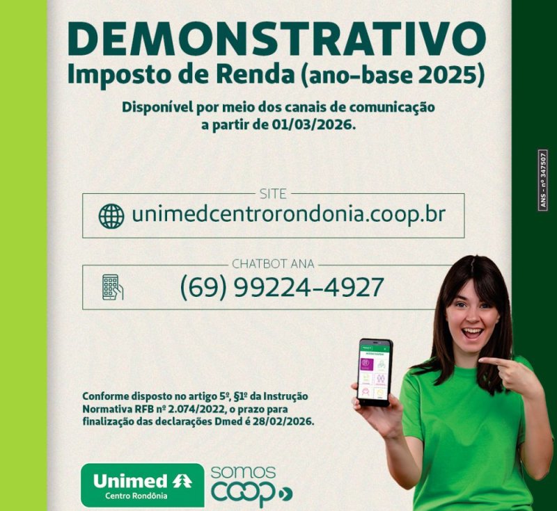 COMUNICADO – DEMONSTRATIVO DE IMPOSTO DE RENDA 2026