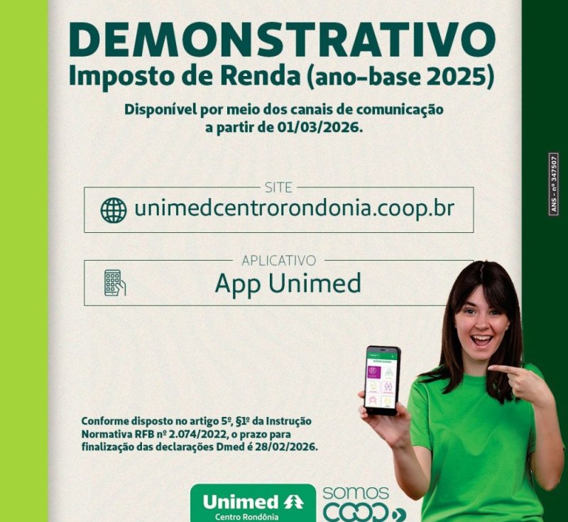 COMUNICADO – DEMONSTRATIVO DE IMPOSTO DE RENDA 2026